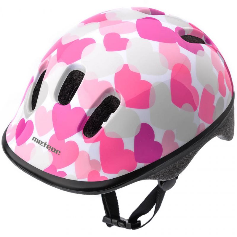 Meteor Velosipēdu ķivere KS06 Hearts rozā