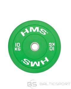  Olimpiskais svaru disks /HMS CBR10 OLIMPISKĀ PLĀKSNE — BUMPERIS 10 KG (zaļš)