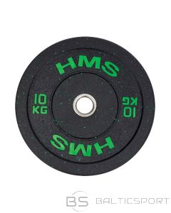 Olimpiskais svaru disks /HMS HTBR10 OLIMPISKĀ PLĀKSNE — BUMPERIS 10 KG (zaļš)