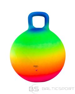 Lecambumba bumba lēkāšanai ar rokturi 45cm varavīksne Sportme Hoppball