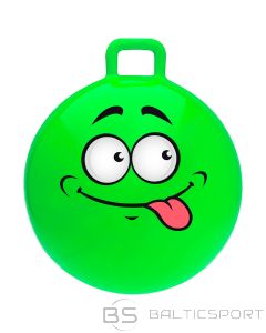 Lecambumba bumba lēkāšanai ar rokturiem 55cm Sportme Hoppboll funny face ar sejiņu, zaļa