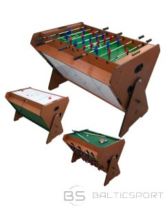 Enero 3IN1 SPĒĻU GALDS BILJARDS FOSSIBLE HUMBER FUTBOLS 121x89x84.5CM