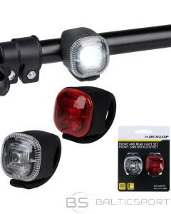 Dunlop Silikona LED velosipēda lukturu komplekts priek&scaron;ējais/aizmugurējais, melns LED
