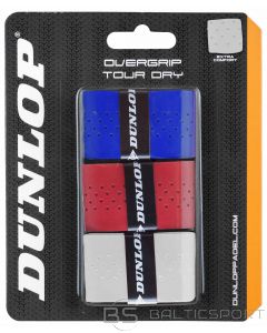 Padel racket overgrip Dunlop TOUR DRY 3-blister whit/red/blue