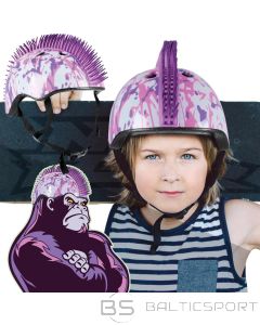 No Fear Bērnu regulējama Mohawk velosipēda ķivere, izmērs (48&ndash;52 cm), balta/violeta