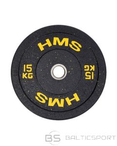  Olimpiskais svaru disks /HMS HTBR15 OLIMPISKĀ PLĀKSNE — BUMPERIS 15 KG (dzeltens)