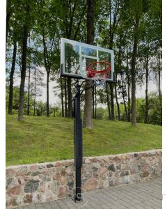 Inground betonējams basketbola statīvs/ konstrukcija ,ar stikla vairogu EXP 136x80cm, 8mm rūdīts stikls