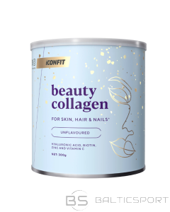 ICONFIT Beauty Collagen kolagēns ar Hialuronskābi, E vitamīnu, biotīnu (300g) ādai, matiem, nagiem-Bez garšas