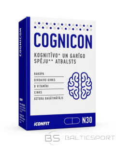 Iconfit Cognicon komplekss garīgo un kognitīvo spēju atbalstam ( Ginko biloba, B6, B12, Bakopa, Cinks )