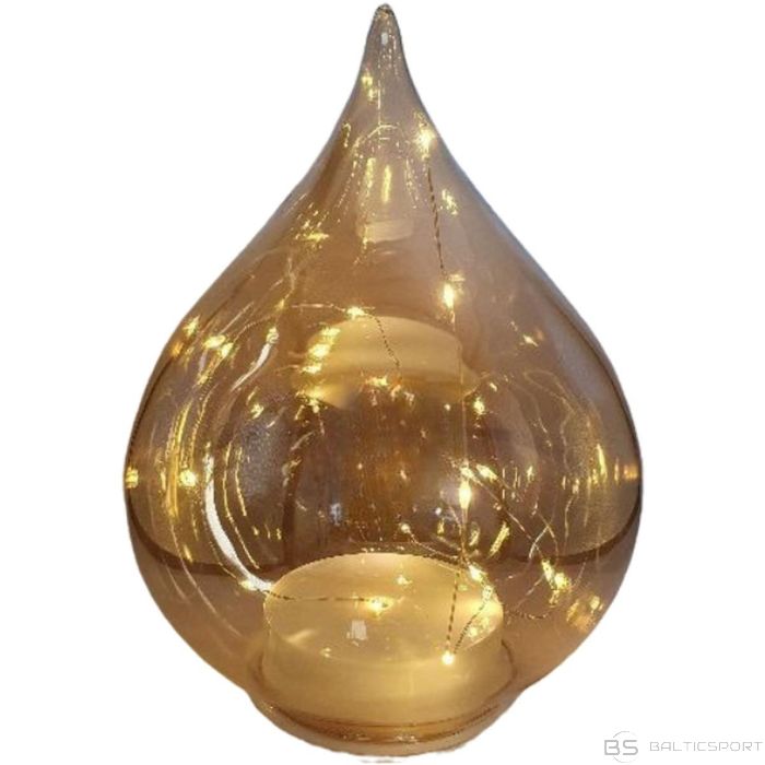 Christmas Decoration GLASS BAUBLE FORM DROP LED 15CM GOLD