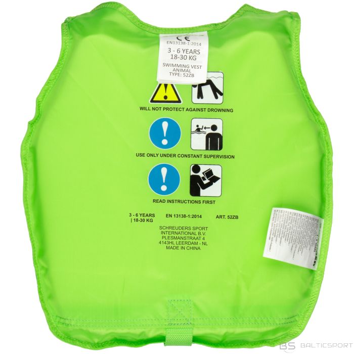Swimming vest for children WAIMEA 52ZB GGZ 3-6 years 18-30 kg Green/Yellow/Black