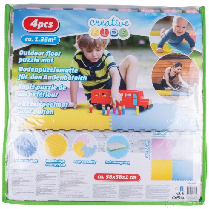 Eddy Toys КОВРИК-ПАЗЗЛ ИЗ ЭВА ПЕНЫ 60Х60 ЦВЕТОВ 4 ШТ. С МЕШКОМ
