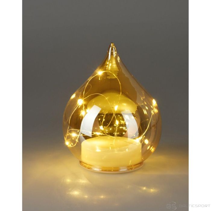 Christmas Decoration GLASS BAUBLE FORM DROP LED 15CM GOLD