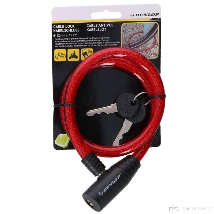 Dunlop SPIRAL BIKE LOCK WITH KEY 1.2x65CM - RED