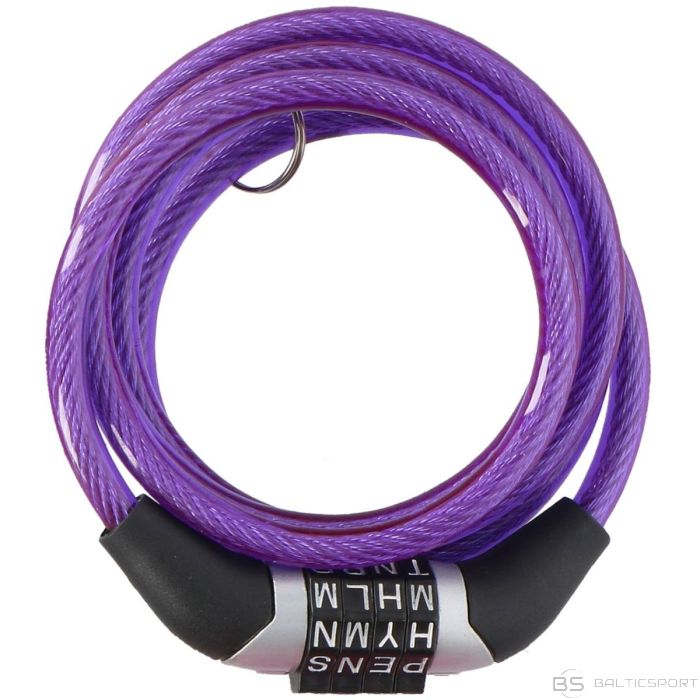 Dunlop ВЕЛОСИПЕДНЫЙ ЗАМОК СПИРАЛЬНЫЙ КОМБИНИРОВАННЫЙ 0,6x120 СМ - ПУРПУРНЫЙ