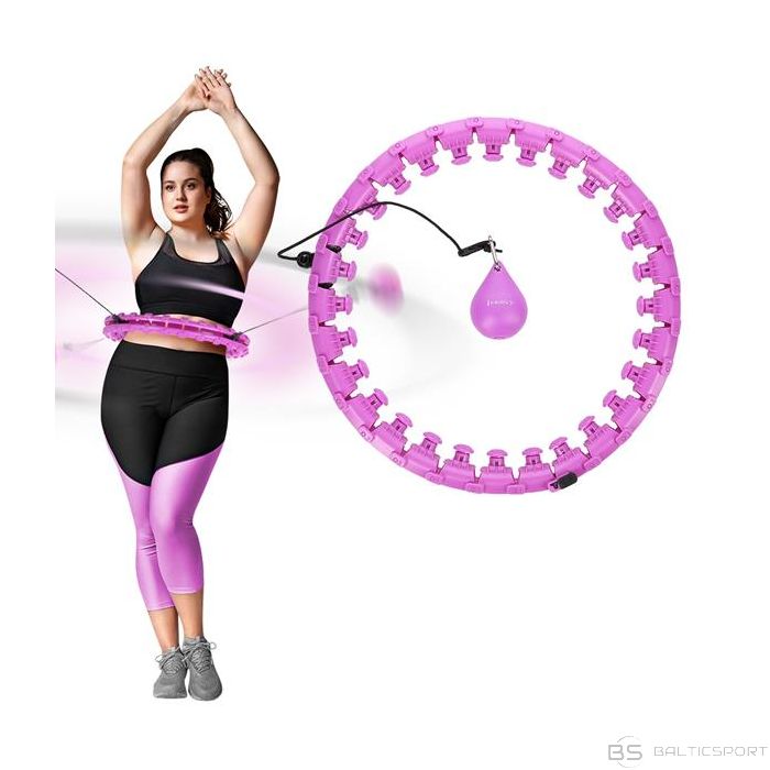 Массажный обруч хулахуп /НАБОР HULA HOOP PLUS SIZE HHW12 ФИОЛЕТОВЫЙ С ГРУЗОМ + ПОЯСНИЦА BR163 ЧЕРНЫЙ