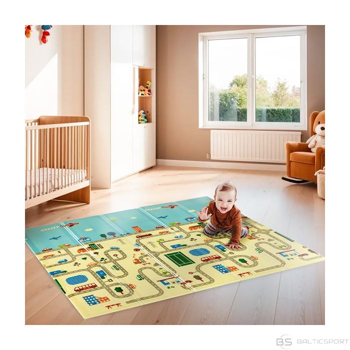 Salokāms rotaļu paklājs bērniem Nils Fun MD04 KIDS SALOKAMIE PAKLĀJI CITY 195x180CM