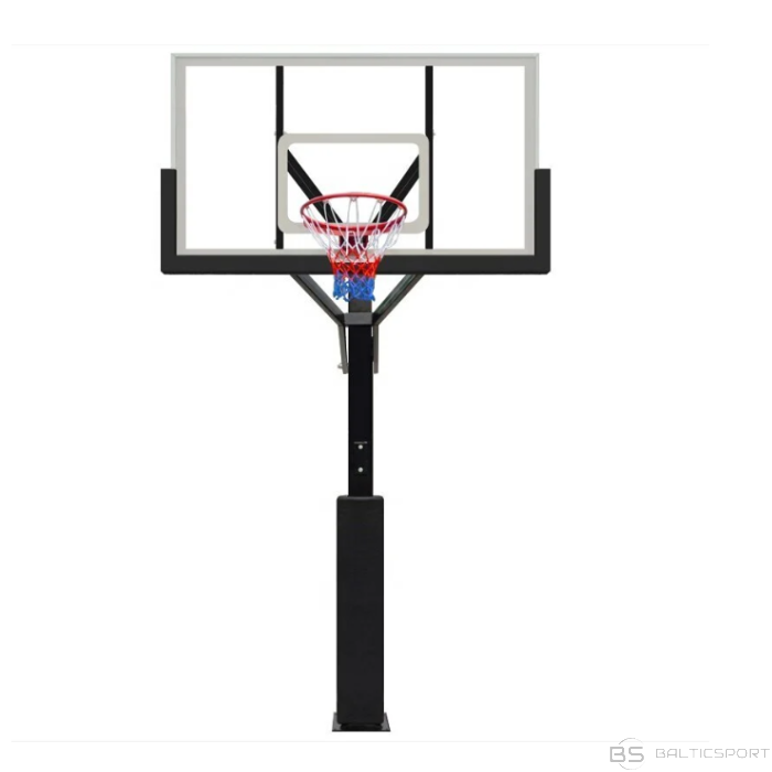 Inground betonējams basketbola statīvs/ konstrukcija ,ar lielo stikla vairogu PRO 180x105cm, 12mm rūdīts stikls