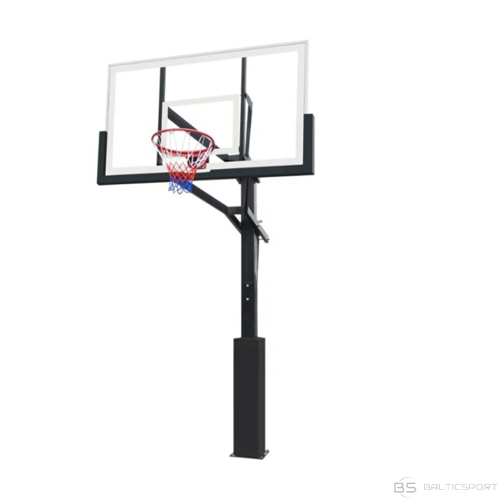 Inground betonējams basketbola statīvs/ konstrukcija ,ar lielo stikla vairogu PRO 180x105cm, 12mm rūdīts stikls