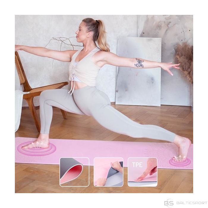 HMS YM10 YOGA MAT TPE GAIŠI ROZĀ