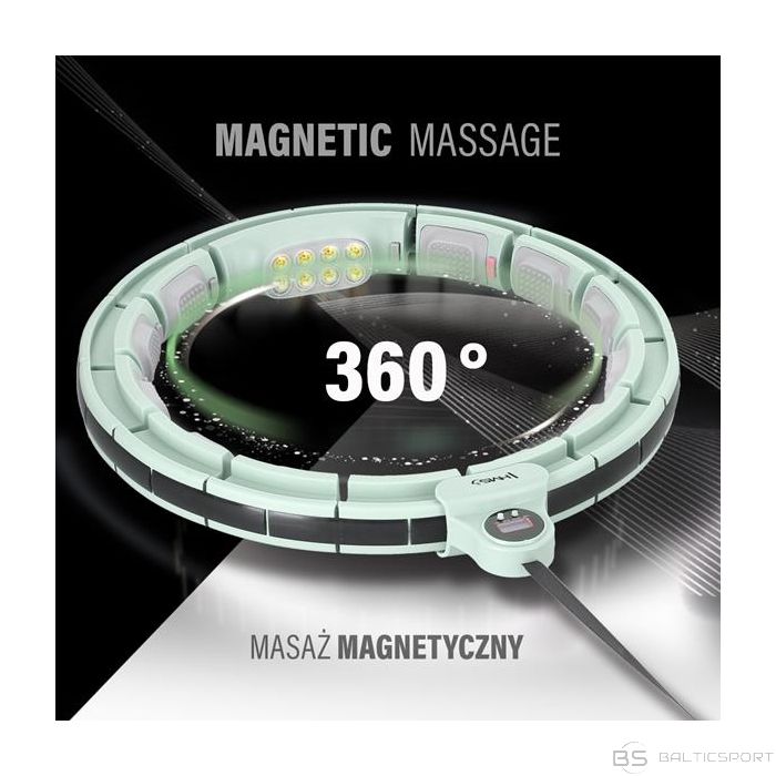 Masāžas riņķi hula hoop /HMS HHM13 HULA stīpa ZAĻĀ MAGNĒTISKĀ AR SVARU + SKAITĪTĀJU