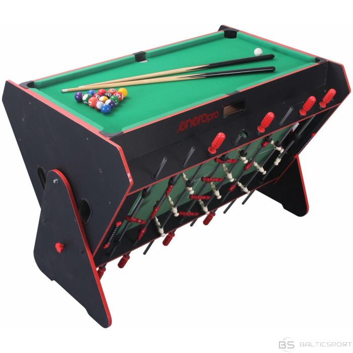 Enero Pro 3-IN-1 ROTARY GAME TABLE BILLIARDS TABLETOP FOOTBALL AIR HOOKUP 121x84.5x85.3CM BLACK