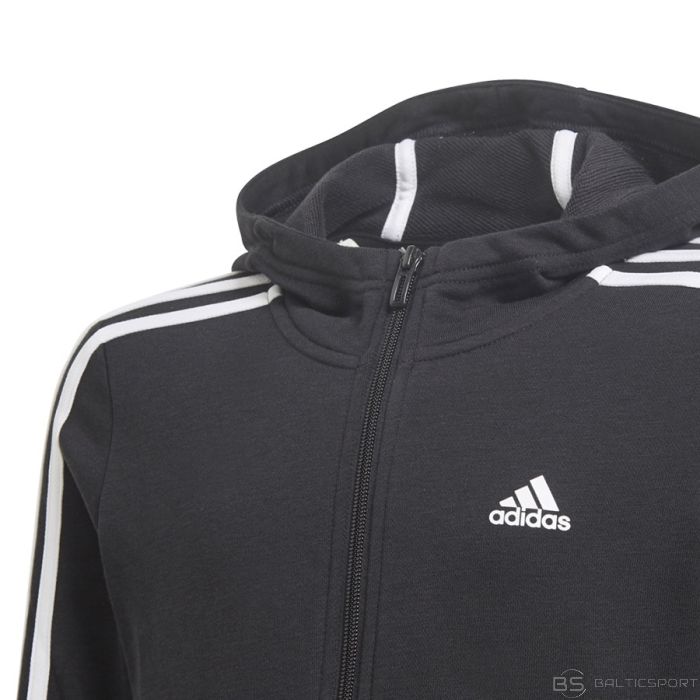 Adidas Meitenes Essentials 3S Pilna zip Hoodie GQ8356 džemperis / Melna / 152 cm