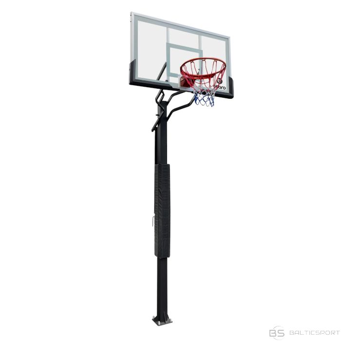 Inground betonējams basketbola statīvs/ konstrukcija ,ar stikla vairogu EXP 136x80cm, 8mm rūdīts stikls