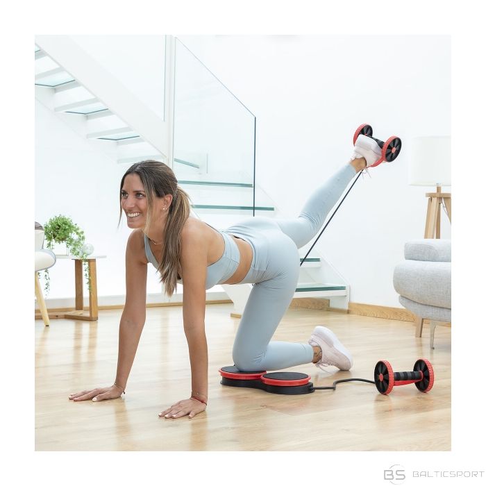 Multifunkcionāls trenažieris, vēdera preses trenažieris, visa ķermeņa trenažieris ABDOMINAL ROLLER WITH ROTATING DISCS