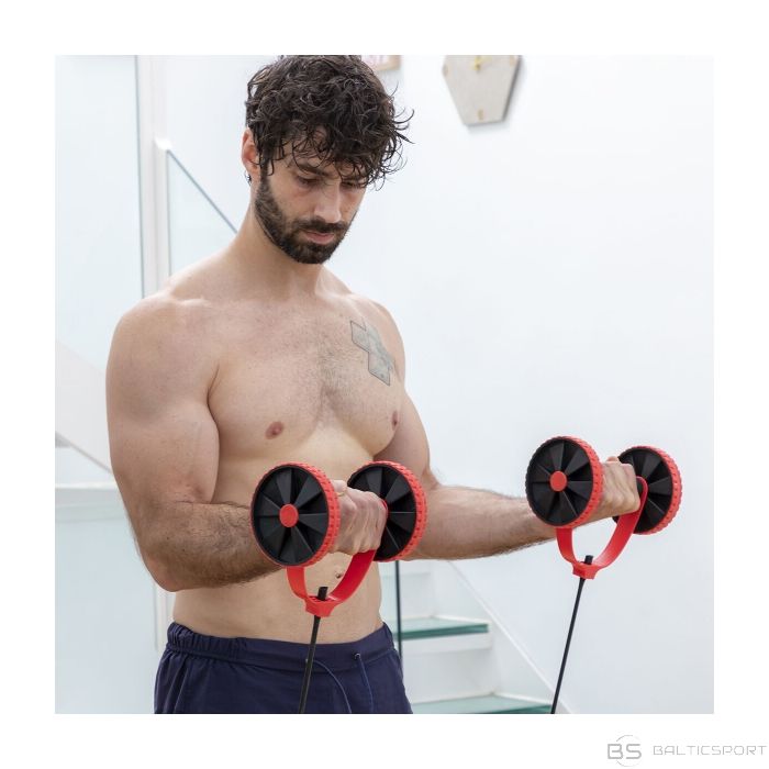 Multifunkcionāls trenažieris, vēdera preses trenažieris, visa ķermeņa trenažieris ABDOMINAL ROLLER WITH ROTATING DISCS