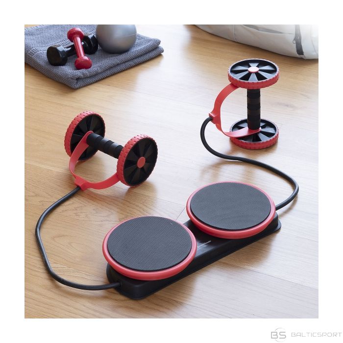 Multifunkcionāls trenažieris, vēdera preses trenažieris, visa ķermeņa trenažieris ABDOMINAL ROLLER WITH ROTATING DISCS