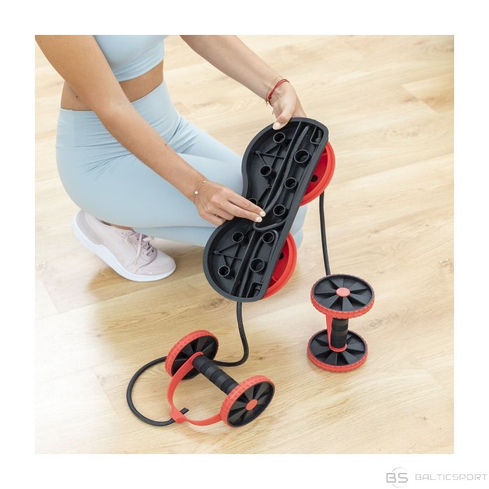 Multifunkcionāls trenažieris, vēdera preses trenažieris, visa ķermeņa trenažieris ABDOMINAL ROLLER WITH ROTATING DISCS