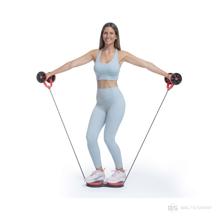 Multifunkcionāls trenažieris, vēdera preses trenažieris, visa ķermeņa trenažieris ABDOMINAL ROLLER WITH ROTATING DISCS