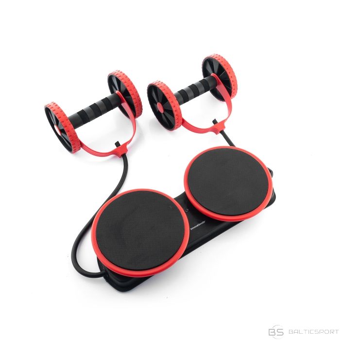 Multifunkcionāls trenažieris, vēdera preses trenažieris, visa ķermeņa trenažieris ABDOMINAL ROLLER WITH ROTATING DISCS