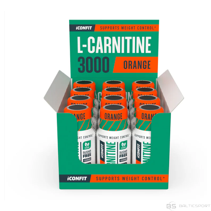 L- Karnitīns 3000 mg Shot devas ICONFIT L-Carnitine 3000 shot (60ml) ar guaranu pirms treniņa 60ml