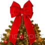 Christmas Decoration Верхушка рождественской елки с бархатным бантом, 72 см, красная.