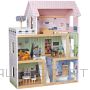 Enero Toys WOODEN DOLLHOUSE LED 62x27x77CM + 3 DOLLS + 2 ANIMALS