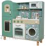 Enero Toys ДЕРЕВЯННАЯ КУХНЯ ДЕТСКАЯ С ПОДСВЕТКОЙ ГОРЕЛКИ СВЕТОДИОДНАЯ ЛАМПА 90х30х90СМ ЗЕЛЕНАЯ