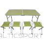 Enero Camp TOURIST FOLDABLE CAMPING TABLE 120X60X70/62/55CM + 4 CHAIRS GREEN