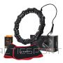 Masāžas hula hoop riņkis /HMS KOMPLEKTĀCIJA HULA HOOP HHW02 BLACK AR SVARU + VIDUKA BALSTS BR163 SARKANS