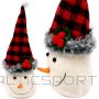 Saska Garden DECORATIVE SNOWMAN WITH RED AND BLACK CHECKED HAT
