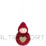Christmas Decoration DECORATIVE DOLL WITH A HEART, 8CM, WITH A HAT AND RED FUR
