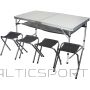 Enero Camp FOLDABLE TOURIST CAMPING TABLE 120x60x70/62/55CM 4 CHAIRS AND SHELF