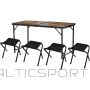 Enero Camp TOURIST FOLDABLE CAMPING TABLE 120X60X70/62/55CM AND 4 WOOD CHAIRS