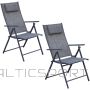 Saska Garden GARDEN CHAIR 57x68x106CM 2xTEXTLINE 7-POSITION WITH CUSHION SET OF 2 PCS