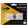 Tennis racket replacement grip DUNLOP Viperdry blister white1 per pack.