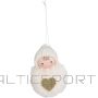Christmas Decoration DECORATIVE DOLL WITH A HEART, 8CM, WITH A HAT AND FUR, WHITE
