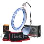 Masāžas hula hoop riņkis /HMS KOMPLEKTĀCIJA HULA HOOP MAGNETIC BLUE HHM15 AR SVARU + SKATĪTĀJU + VIDUKĻA ATBALSTU BR163 SARKANS