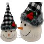 Saska Garden DECORATIVE SNOWMAN WITH A BLACK AND WHITE CHECKED HAT