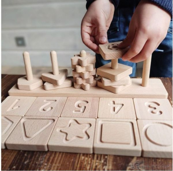 Koka formu virkne / montessori attīstoša rotaļlieta / wooden figures